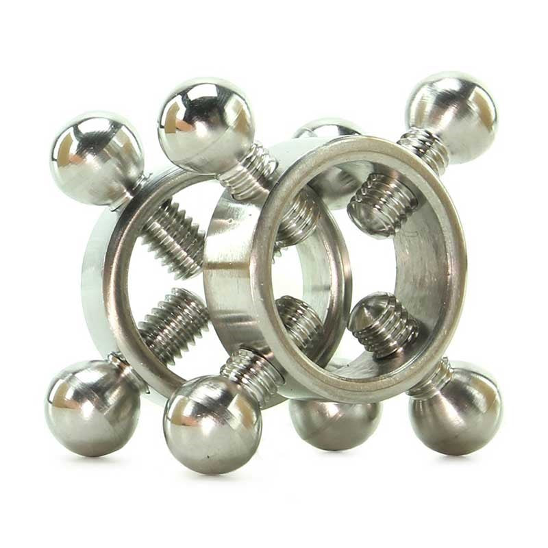 XR Brands Rings Of Fire Stainless Steel Nipple Press Set Adjustable Pressure - - Breast and Nipple Toys