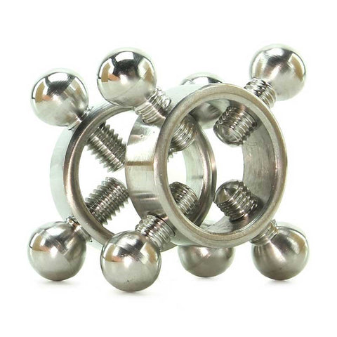 XR Brands Rings Of Fire Stainless Steel Nipple Press Set Adjustable Pressure - Breast and Nipple Toys
