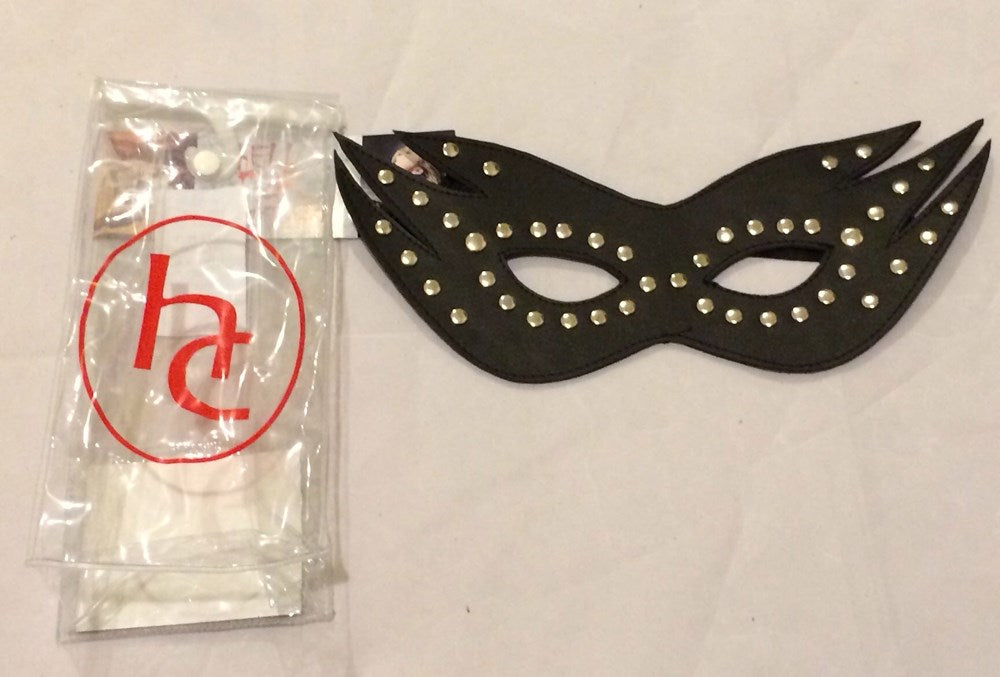 BDStyle Risque Boutique Lightweight Faux Leather Cat Mask with Studded Design - Fancy Dress Ups