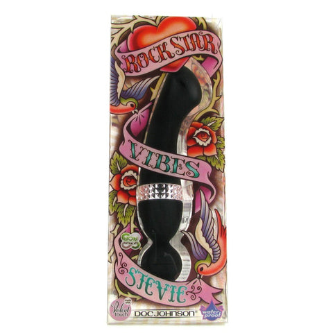 Doc Johnson Rock Star G Spot Vibrator Stevie Black with Angled Head - Waterproof Vibrators