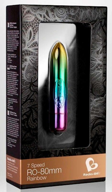 Rocks Off 7 Speed 80mm Rainbow Bullet Vibrator with 7 Vibration Modes - - Bullet Vibrators