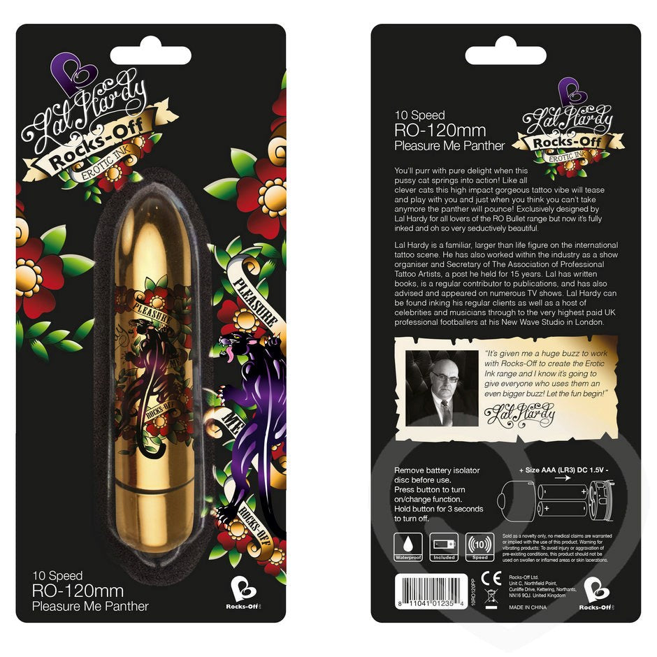 Rocks Off Erotic Ink 120mm 10 Speed Pleasure Me Panther Chrome Vibrator - - Waterproof Vibrators