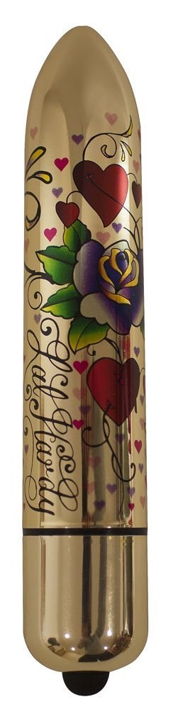 Rocks Off Erotic Ink 160mm 10 Speed Hearts n Roses Chrome Vibrator - - Bullet Vibrators
