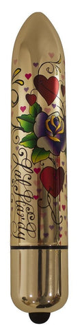 Rocks Off Erotic Ink 160mm 10 Speed Hearts n Roses Chrome Vibrator - Bullet Vibrators