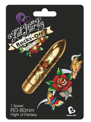 Rocks Off Erotic Ink 80mm 7 Speed Flight of Fantasy Vibrator with Lal Hardy Art - Waterproof Vibrators