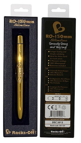 Rocks Off RO 150mm Slimline 10 Speed Gold Vibrator with 10 Speeds - Waterproof Vibrators