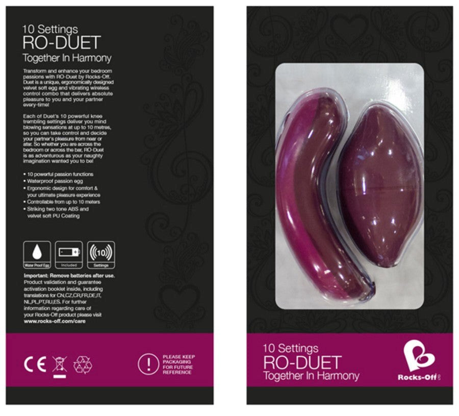 Rocks Off RO Duet Remote Control Vibrator with Dual Vibrating Functions - - Love Eggs and Kegel Exercisers