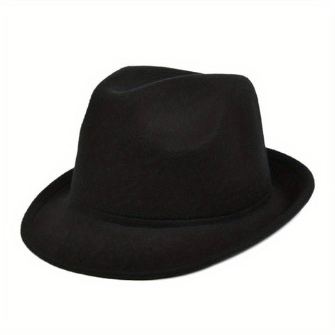 BDStyle Rolled Brim Canvas Fedora Premium Black Canvas Construction - Fancy Dress Ups