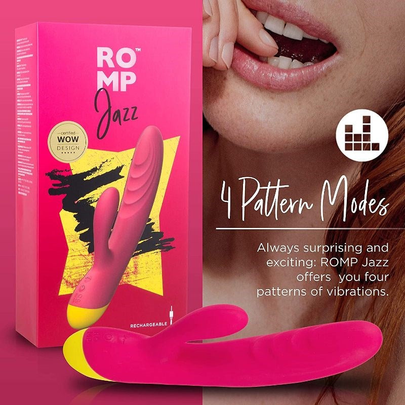 WOW Tech Romp Jazz Rabbit Vibrator Dual Clitoral and G Spot Stimulation - - Rabbit Vibrators