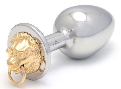 Rosebuds Jewelry Rosebuds Luxe Lion Flash Gold Medium Butt Plug with Lion Head - Steel Sex Toys