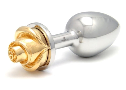 Rosebuds Jewelry Rosebuds Luxe Rose Flash Gold Medium Handcrafted Butt Plug - Steel Sex Toys