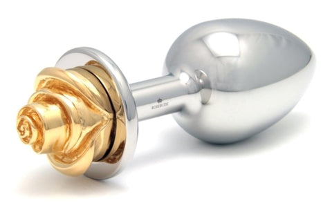 Rosebuds Jewelry Rosebuds Luxe Rose Flash Gold Medium Handcrafted Butt Plug - Steel Sex Toys