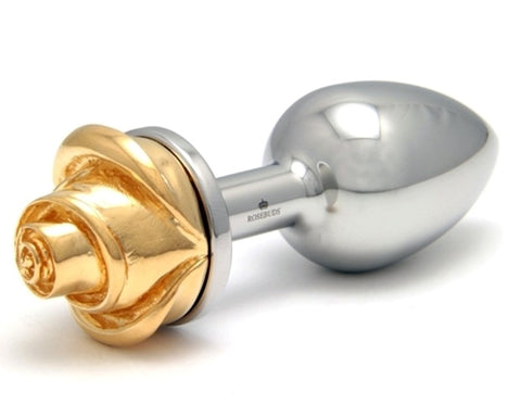 Rosebuds Jewelry Rosebuds Luxe Rose Flash Gold Medium Handcrafted Butt Plug - Steel Sex Toys