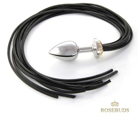 Rosebuds Jewelry Whipbud Performance Cock Ring with Leather Whip Lashes - Whips And Crops