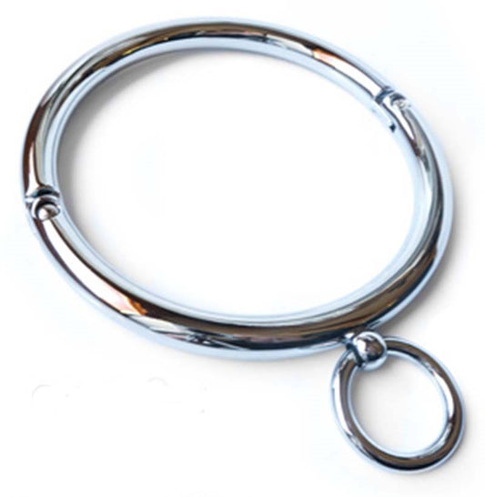 Hells Couture Round Bar Steel Slave Collar with O Ring and Hex Key Lock - - Steel Sex Toys