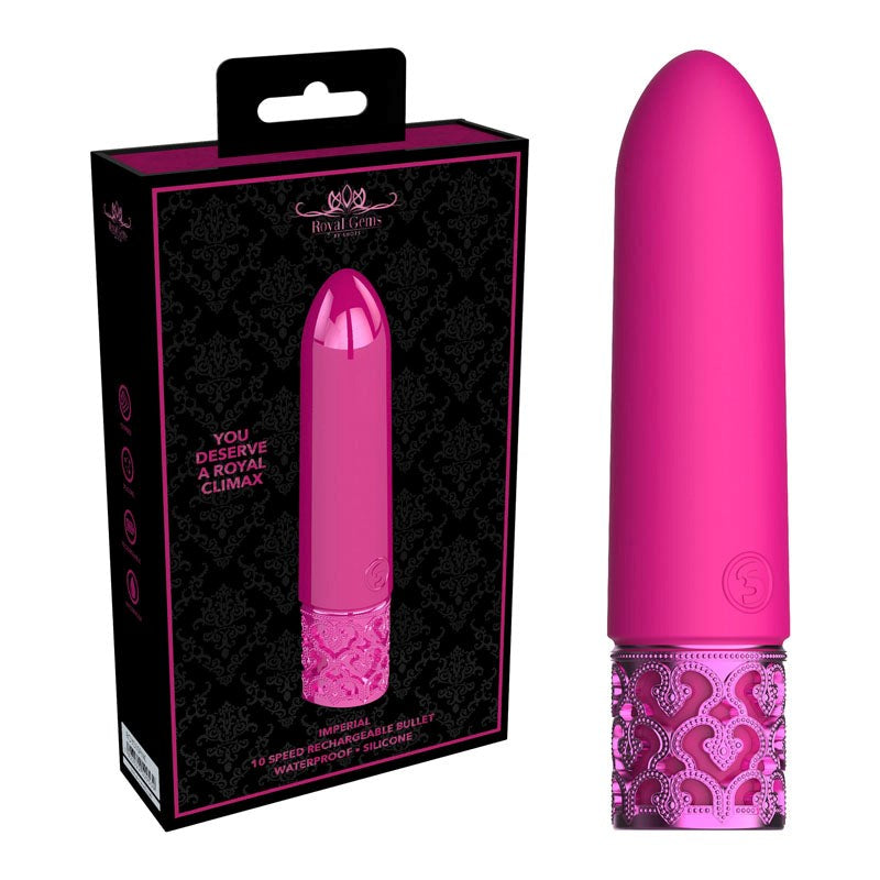 Shots Toys ROYAL GEMS Imperial Rechargeable Bullet Vibrator 10 Modes - - Bullet Vibrators