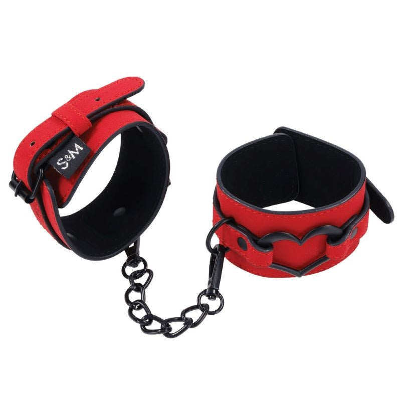 Sportsheets S&M Amor Handcuffs Red Leather Restraints for Bondage Play - Cuffs and Restraints