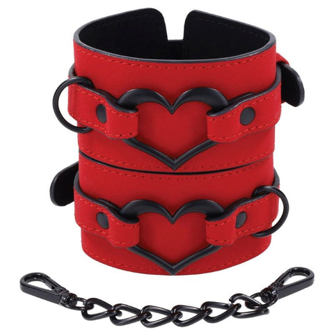 Sportsheets S&M Amor Handcuffs Red Leather Restraints for Bondage Play - Cuffs and Restraints