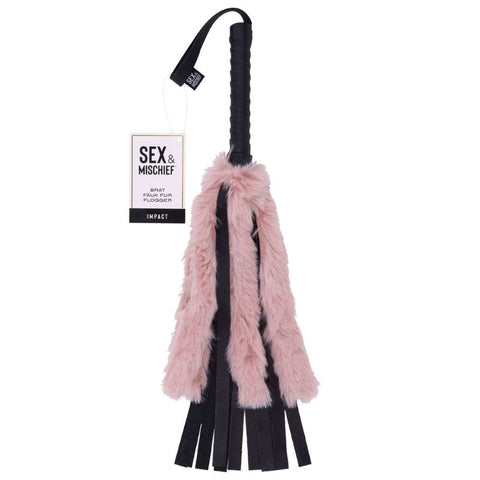 Sportsheets S&M Brat Faux Fur Flogger Rose Gold Handle Impact Play - Whips And Crops