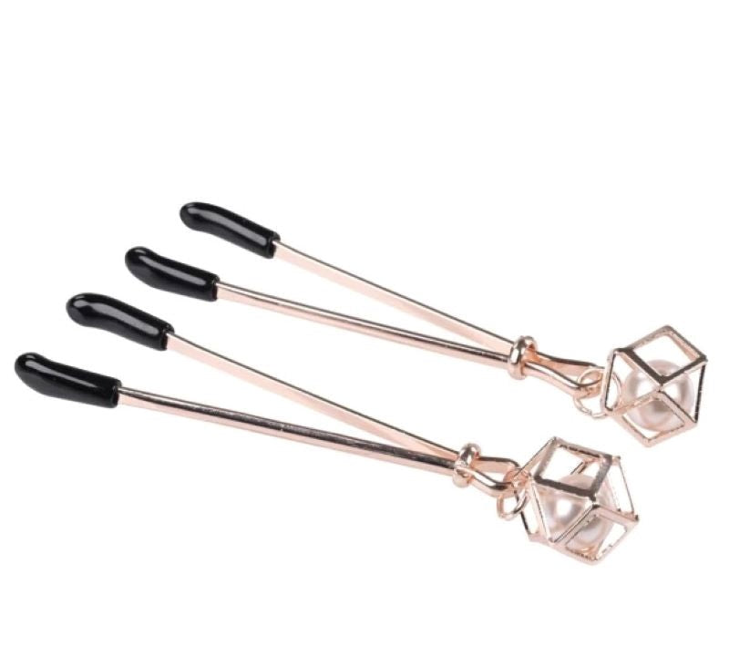 S&M Brat Pearl Nipple Clips Stamina Training Toy - - Nipple and Clit Clamps