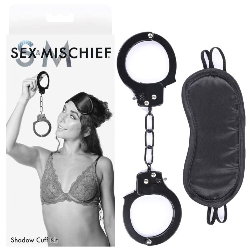 Sportsheets Sensual Bondage Duo Metal Cuffs Blindfold BDSM Kit - Cuffs and Restraints