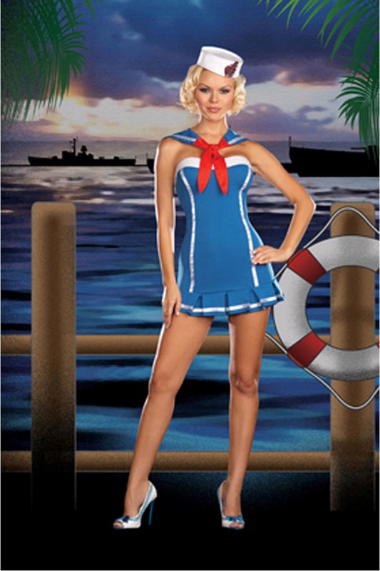 Dream Girl Lingerie Sailor Stormy Sky Costume Sequined Back Panel - Fancy Dress Ups