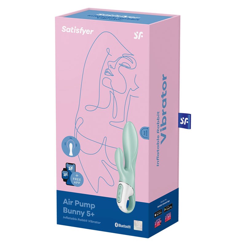 Satisfyer Air Pump Bunny 5 Inflatable Rabbit Vibrator Mint - - Rabbit Vibrators