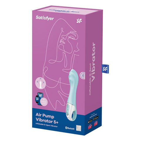 Satisfyer Air Pump Vibrator 5 App Controlled G Spot Vibrator Blue Inflatable - Remote Control Vibrators