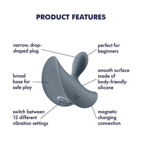 Satisfyer Booty Absolute Beginners 2 Unisex Vibrating Butt Plug 12 Programs - Anal Vibrators