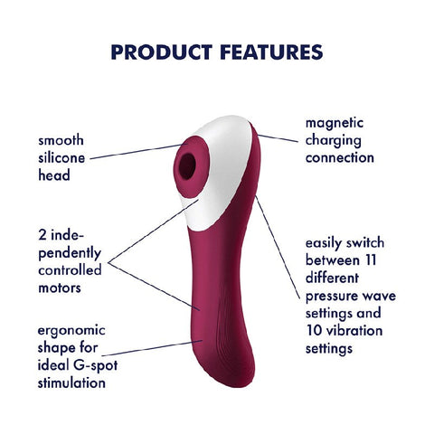 Satisfyer Dual Crush Air Pulse Clitoral and G Spot Vibrator with Dual Motors - Clit Ticklers and Pulsators