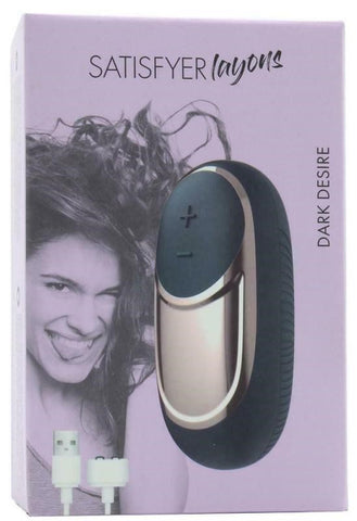Satisfyer Dark Desire Layon 15 Functions Clitoral Vibrator with Grooved Surface - Clit Ticklers and Pulsators