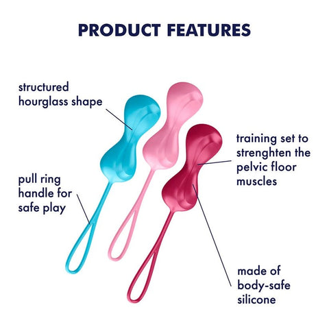 Satisfyer Power Balls Pelvic Floor Training Kegel Exercisers Three Weights - Love Eggs and Kegel Exercisers