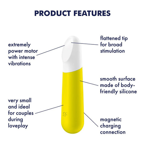 Satisfyer Ultra Power 12 Functions Bullet Vibrator 4 Yellow Clitoral Stimulation - Bullet Vibrators