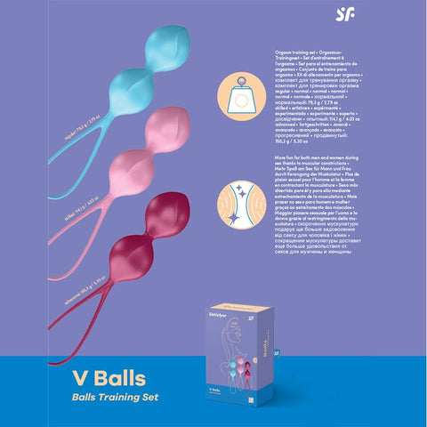 Satisfyer V Balls Orgasm Training Set Progressive Pelvic Floor Strengthening - Love Eggs and Kegel Exercisers