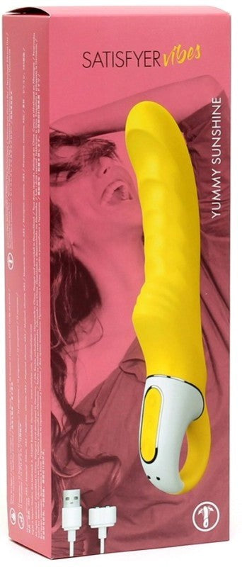 Satisfyer Yummy Sunshine 12 Functions Curved G Spot Massager Ribbed Vibrator - - G-Spot Vibrators