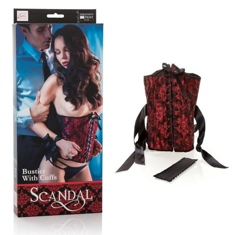 California Exotics Scandal Bustier with Fetish Play Cuffs Corset Design - Cuffs And Restraints