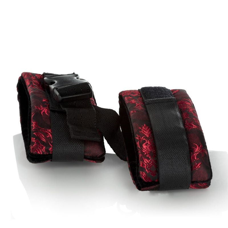 California Exotics Scandal Control Cuffs Red Black Brocade Bondage - Cuffs and Restraints