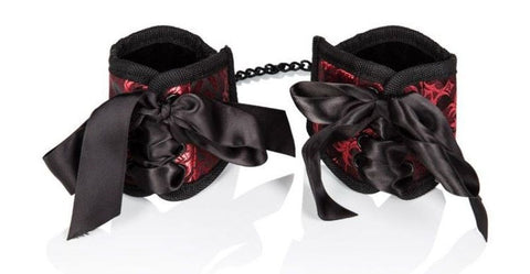 California Exotics Scandal Corset Cuffs Red Black Brocade Restraints - Cuffs And Restraints