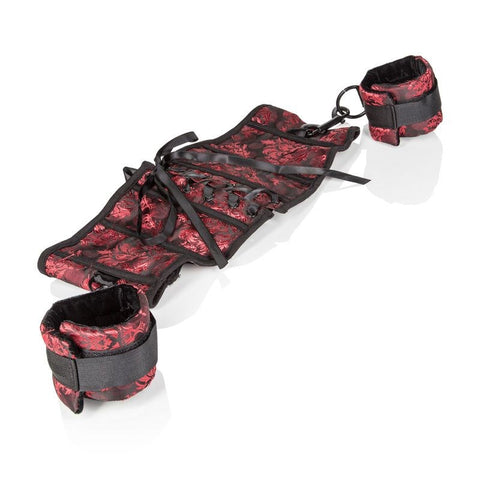 California Exotics Scandal Corset with Cuffs Red Brocade Bondage Set - Cuffs And Restraints