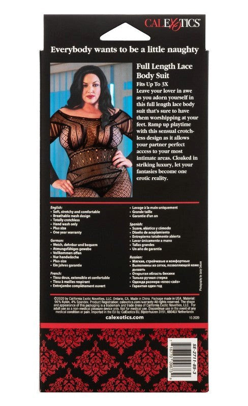 California Exotics Scandal Plus Size Full Length Lace Body Suit Breathable Lace - Hosiery
