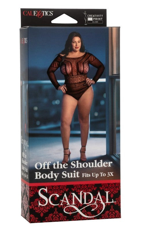 California Exotics Scandal Plus Size Off the Shoulder Body Suit Mesh Lace - Hosiery