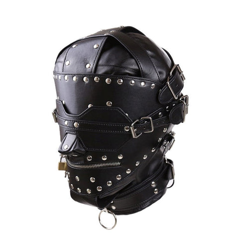 BDStyle SciFi Bondage Hood Heavy Duty Leather Sensory Deprivation Mask - Bondage Hoods