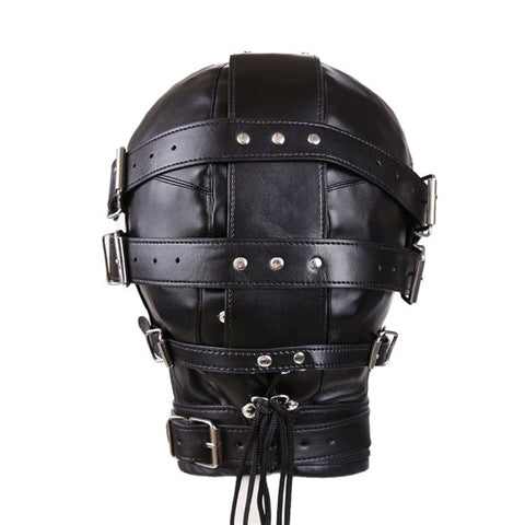 BDStyle SciFi Bondage Hood Heavy Duty Leather Sensory Deprivation Mask - Bondage Hoods