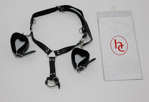 Hells Couture Self Bondage Harness with Cock Ring and Wrist Restraints - Cuffs And Restraints