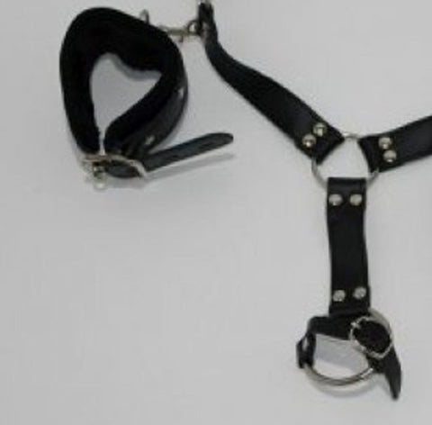 Hells Couture Self Bondage Harness with Cock Ring and Wrist Restraints - Cuffs And Restraints