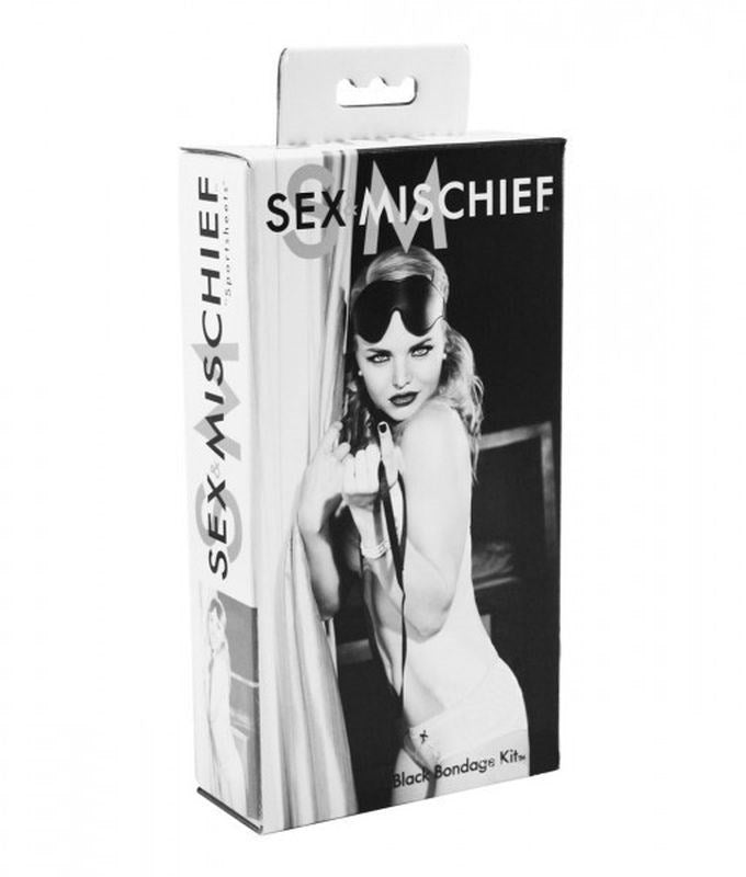 Sex & Mischief Bondage Kit Black Get Erection Rings - - Bondage Kits