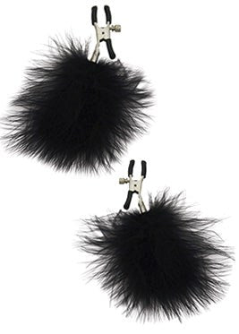 Sex & Mischief Feathered BDSM Play Nipple Clamps - - Nipple and Clit Clamps