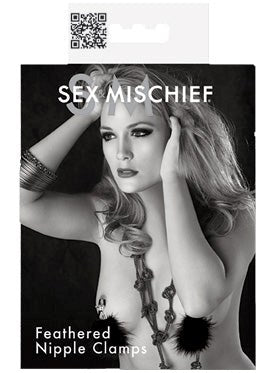 Sex & Mischief Feathered BDSM Play Nipple Clamps - - Nipple and Clit Clamps