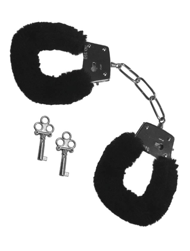 Sportsheets Sex & Mischief Furry Handcuffs Black Restraint Set - Cuffs and Restraints
