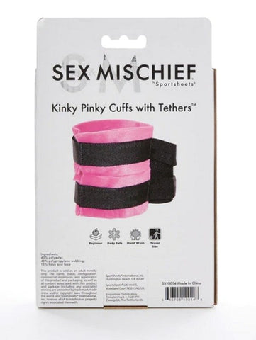 Sex and Mischief Kinky Pinky Cuffs with Tethers Bondage Restraints - Cuffs And Restraints